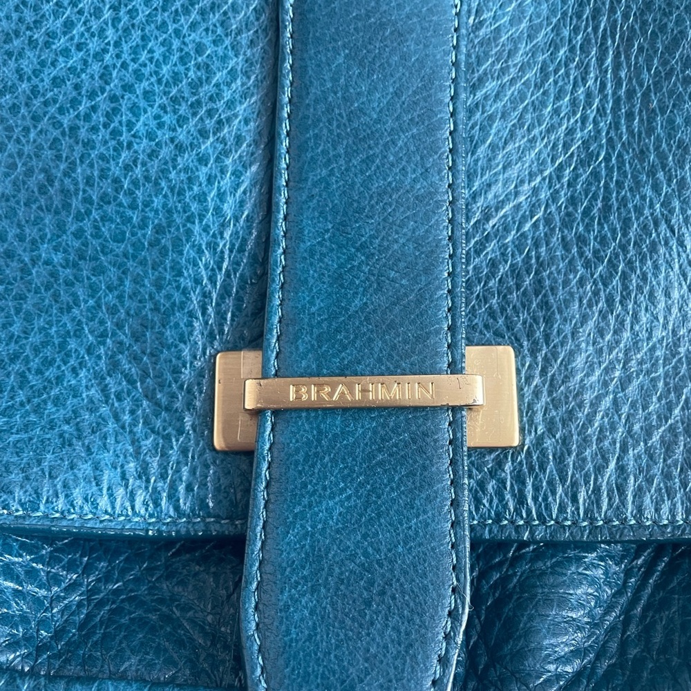 Brahmin Real Leather Teal Crossbody Bag - Picture 2 of 12